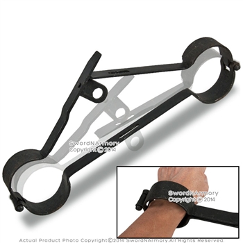 Medieval Dungeon Black Iron Round Prison Handcuff Reenactment LARP Cosplay