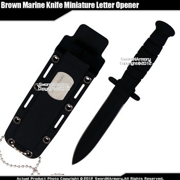 Black Marine Knife Miniature Letter Opener Replica Double Edge Semper Fi