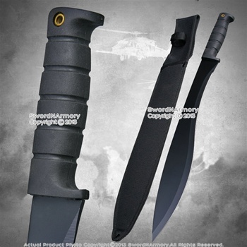 21" Black Jungle Camping Machete Sword Rubber Grip w/ Nylon Sheath Lanyard Hole