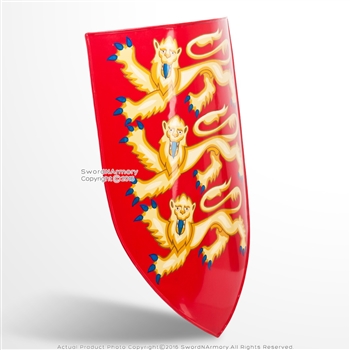 Royal Arms of England Lion Shield 18G Steel with Grip LARP Medieval Renaissance