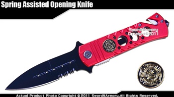 Spring Assisted Opening Fire Fighter Pocket Knife Rescue Folder