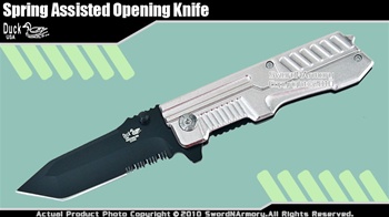 Spring Assisted Open Knife Bounty Hunter Folder Silver Handle