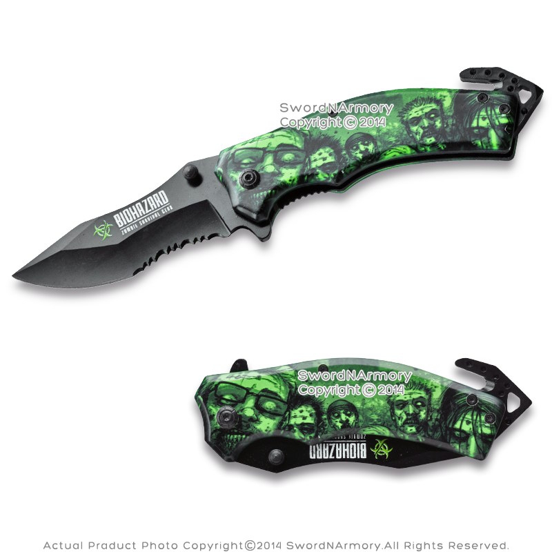 Walking Dead Licensed Assist Open Folding Knife Zombie Survival