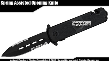 Assisted Opening Pocket Knife Tactical Folder Slip Resistant Gripped Handle BK