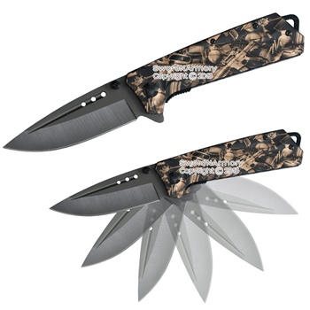 Sping Assited Tactical Pocket Knife Blade AR 15 Inprinted on Full Metal Handle