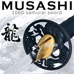 Handmade Musashi 1060 Katana Samurai Sword Black Dragon