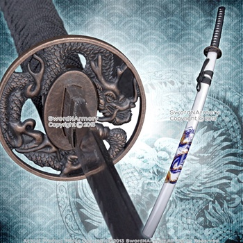 Japanese  Samurai Warrior Katana Sword with Handcrafted Dragon on Scabbard