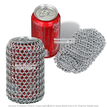 Medieval Style Aluminum Chainmail Soda Beer Can Koozie Renaissance LARP SCA