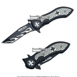 Black Iron Cross Chopper Tactical Pocket Folder Knife