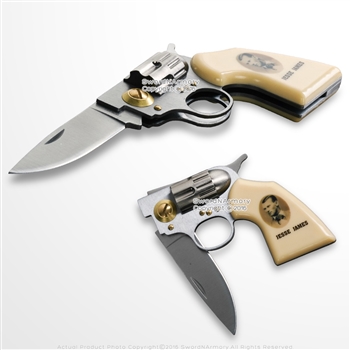 7.5" Jesse James Memorial Revolver Stainless Steel Lockback Fantasy Knife