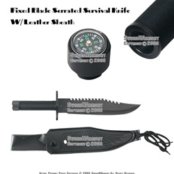 Fixed Blade Hunting Survival Knife Bowie With Leather Sheath