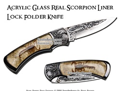 Folder Pocket Knife with Real Scorpion Acrylic Handle