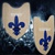 14" Wooden Medieval Crusader Shield Plywood w/ Blue Fleur de Lis Flower & Grip