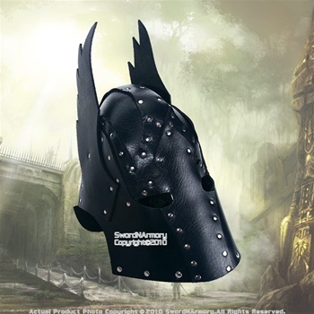 Black Leather Warrior's Viking Valkyrie Fantasy Helmet