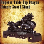 Black Poly Resin Emperor Table Top Dragon Stand for Chinese or Japanese Sword