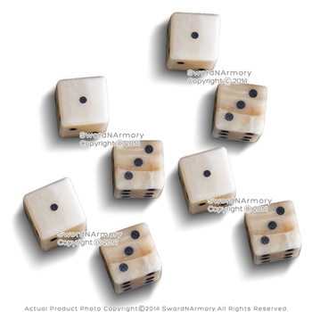 8 Pcs Genuine White Bone Gambling Handmade Roman Dice Inlaid Pips Casino Game