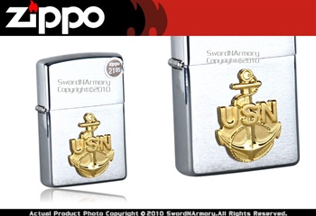 US Navy Anchor Chrome Zippo Lighter Brand New 280A